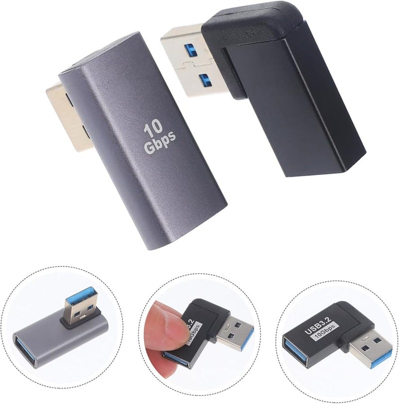 USB Right Angle Extension Adapter 2 Pack Blue High Hardness For Laptop Devices - Image 3